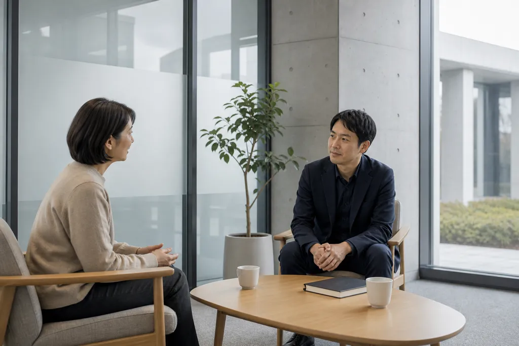 開始相談の面談記録を確認する相談員